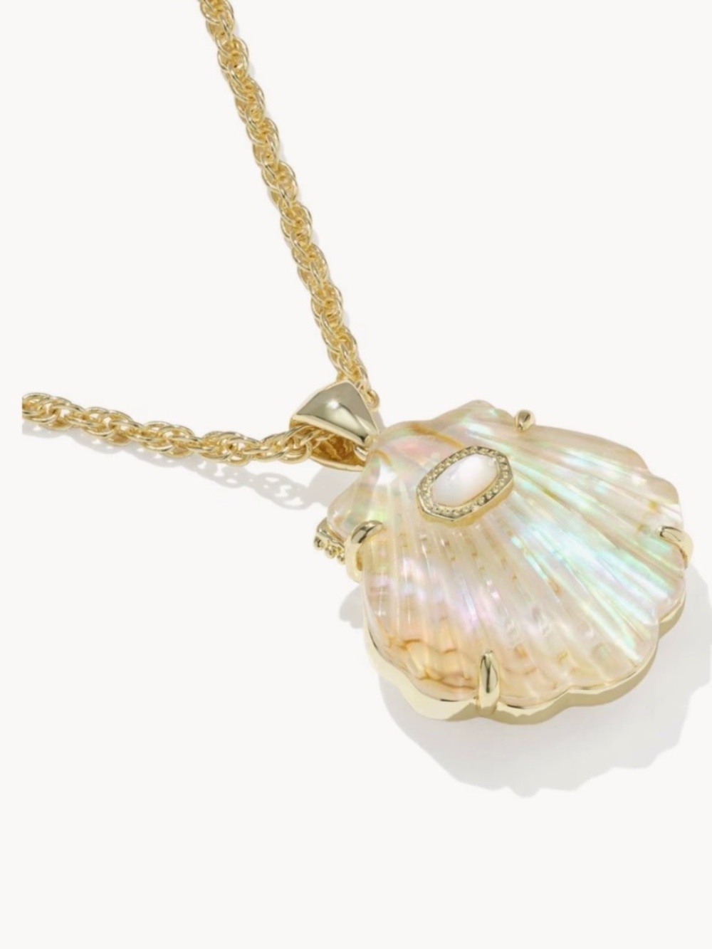 Kendra Scott Lucia Shell Gold Short Pendant Necklace In Iridescent Abalone - Picture 4 of 9